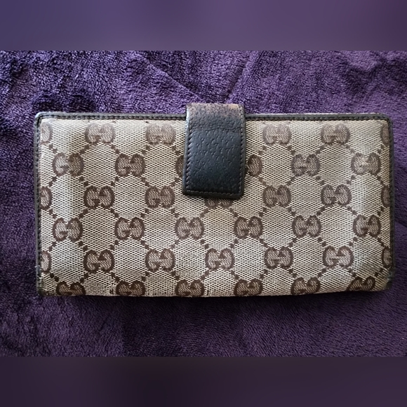 Gucci GG Monogram Womens Brown Canvas Long Bi-fold Wallet - Picture 3 of 16